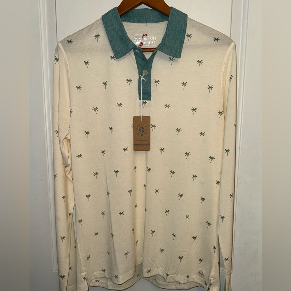 Marine Layer NWT Palm Tree Print Long-Sleeve Air Polo - Picture 8 of 8